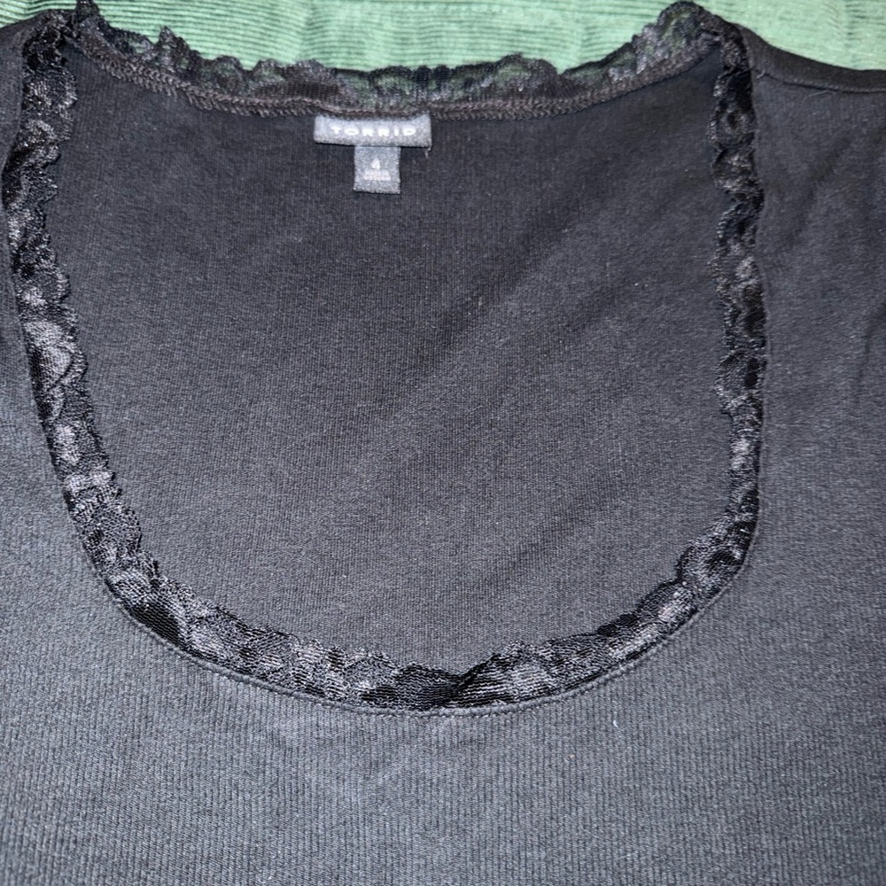 Torrid Black Lace Trim Top